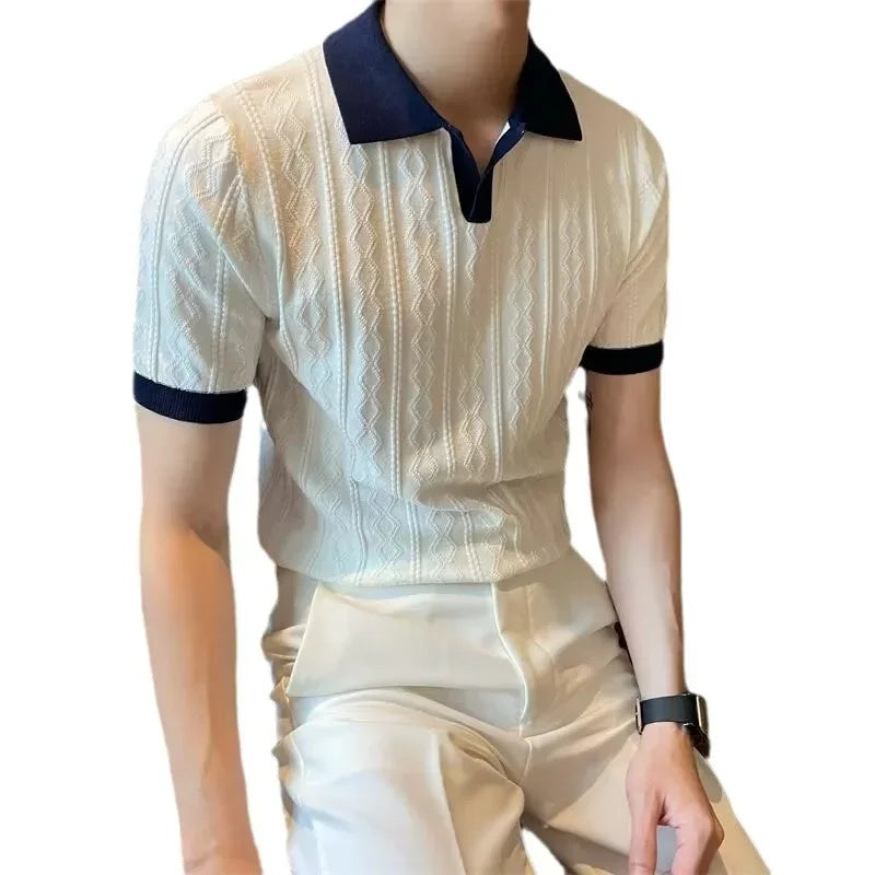 Camisa Masculina Polo Retrô Coreana