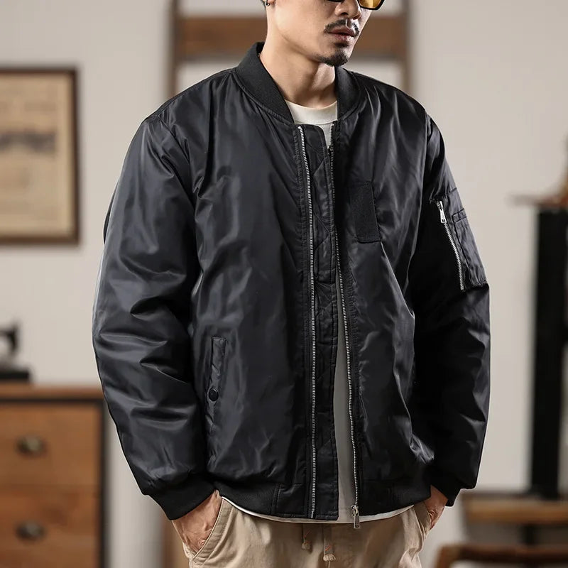 Jaqueta Masculina bomber Casual Lona Forro de Algodão Norte Americano