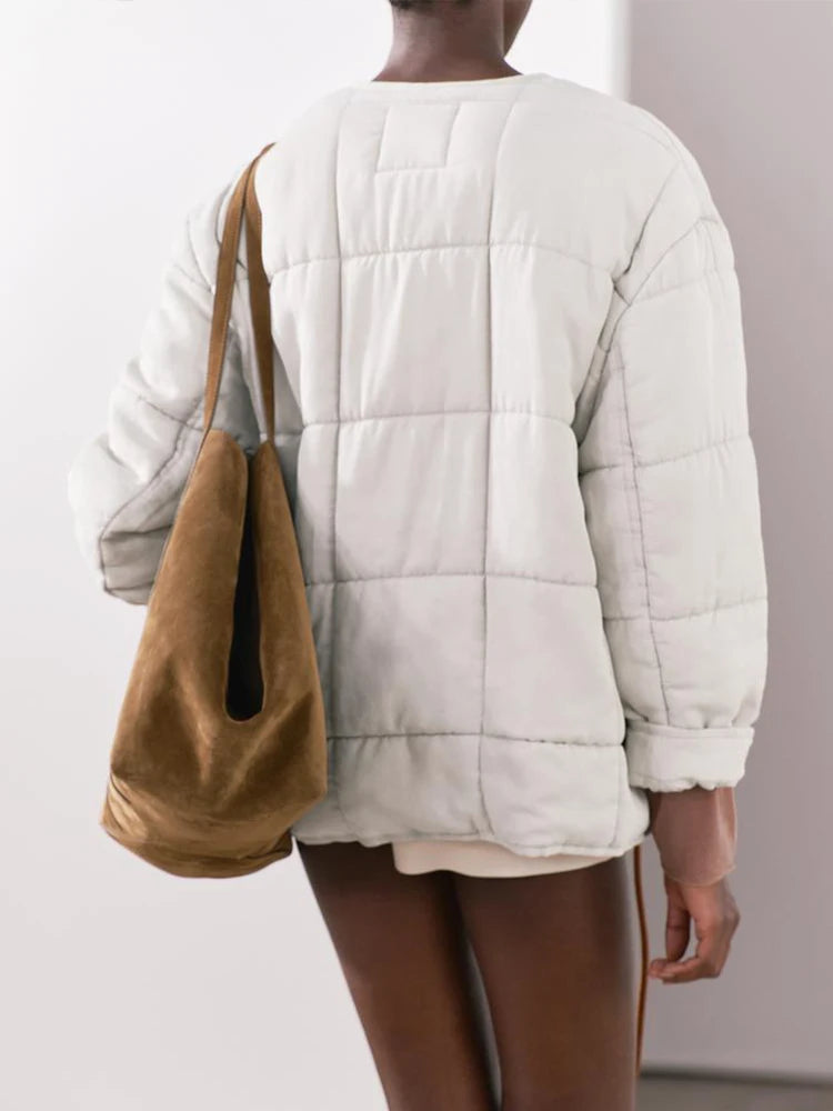 Jaqueta Feminina Otza Puffer Tencel de Algodão Cargo Curta