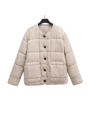 Jaqueta Feminina Otza Puffer Tencel de Algodão Cargo Curta