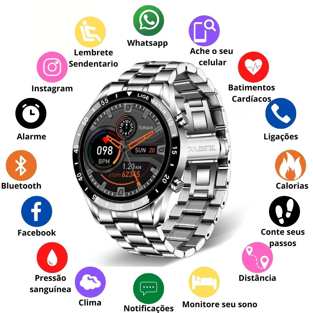 Smartwatch de Luxo Original - Modern Steel - Coisa de Outro Mundo